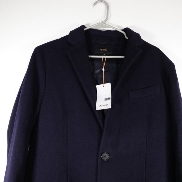 New Quince Italian Wool Overcoat Cadet Blue Navy Men’s Size Medium $180 3209 - Picture 5 of 11